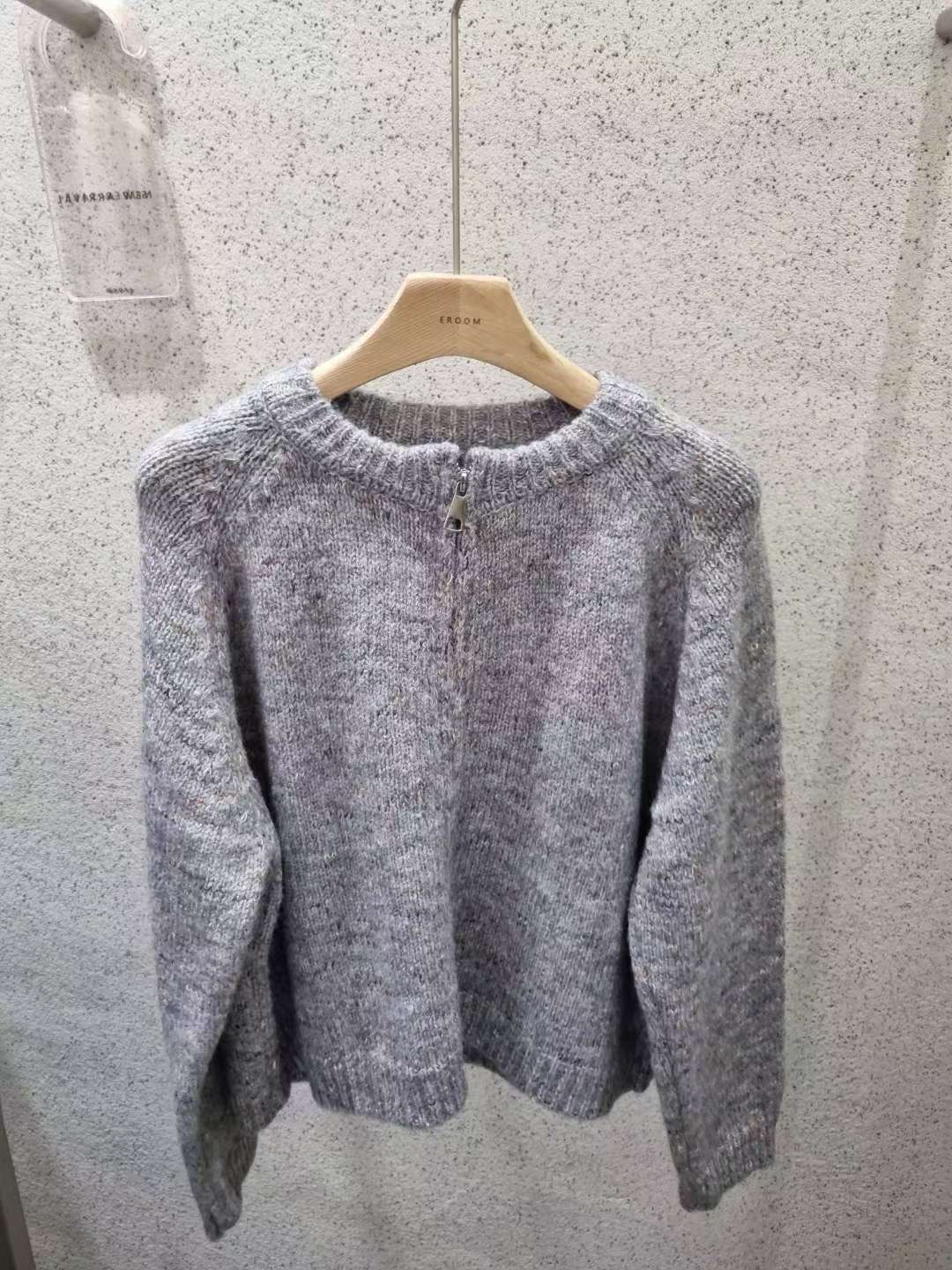 EROOM韓國直郵㊣女士新款職業人氣時尚推薦休閑25秋冬毛衣拉鏈EROOM毛衣圖色2