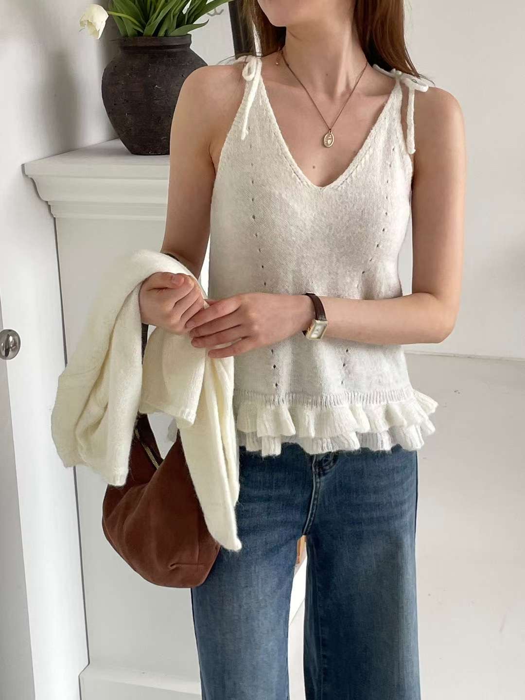 EROOM東大門㊣代購女士新款休閑職業人氣套裝荷葉邊套裝開衫EROOM套裝