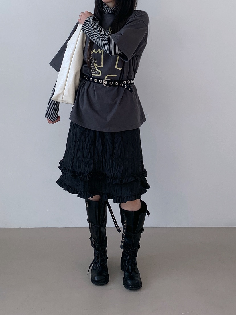 ZITTEN韓國代購㊣女士新品真品25秋冬半身裙中短裙百褶褶裙ZITTEN半身裙/中短裙