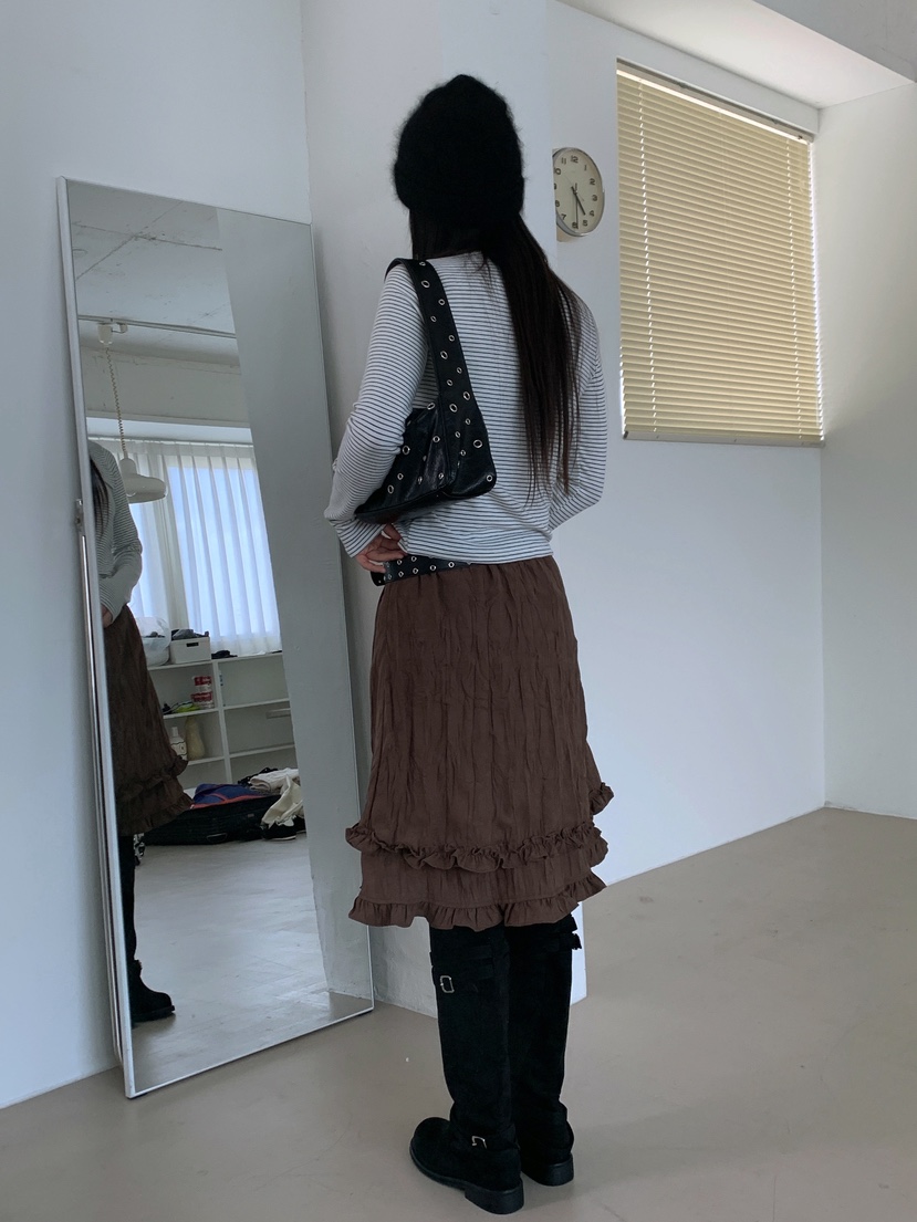 ZITTEN韓國代購㊣女士新品真品25秋冬半身裙中短裙百褶褶裙ZITTEN半身裙/中短裙