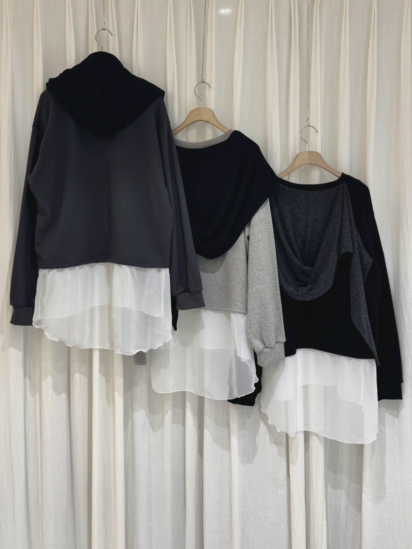 COKKIRI東大門㊣直郵女裝新品熱賣職業25秋冬長袖T恤連帽衫雙層COKKIRI長袖T恤