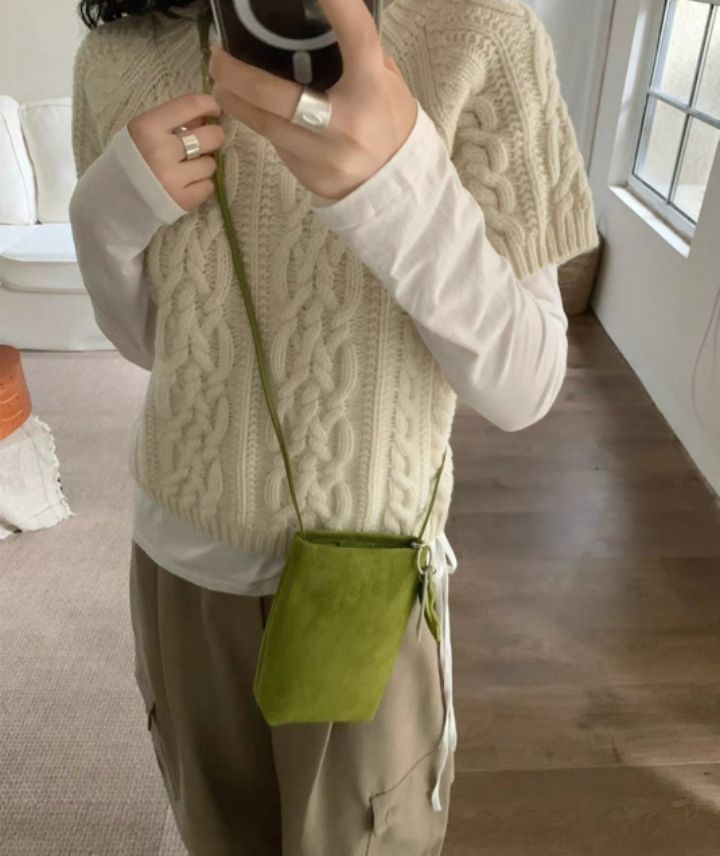 TROUVAILLE韓國直郵㊣女士新品熱賣真品單肩斜跨包絨面革牛皮TROUVAILLE單肩/斜跨包