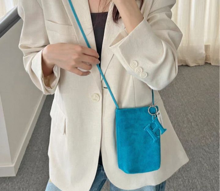 TROUVAILLE韓國直郵㊣女士新品熱賣真品單肩斜跨包絨面革牛皮TROUVAILLE單肩/斜跨包