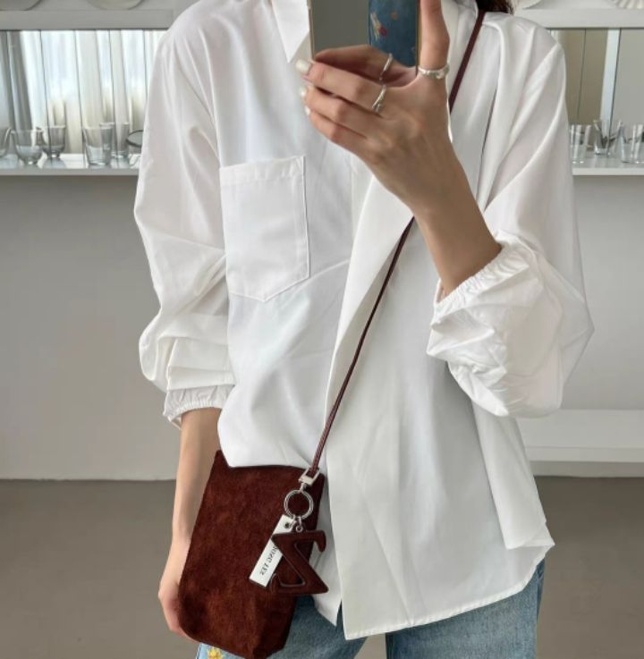 TROUVAILLE韓國直郵㊣女士新品熱賣真品單肩斜跨包絨面革牛皮TROUVAILLE單肩/斜跨包