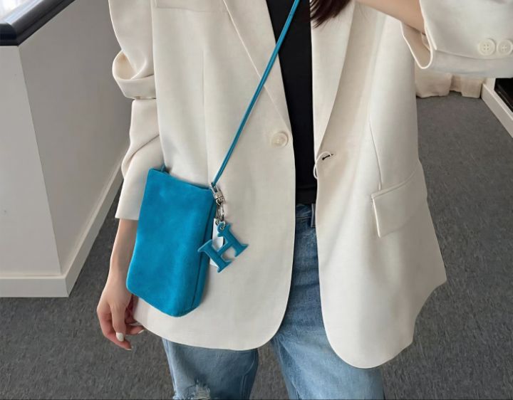 TROUVAILLE韓國直郵㊣女士新品熱賣真品單肩斜跨包絨面革牛皮TROUVAILLE單肩/斜跨包圖色5