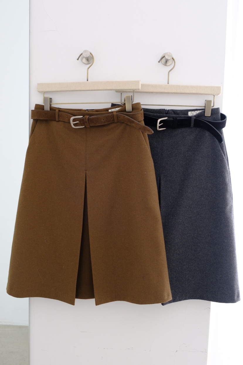 SORBET韓國直郵㊣女士新款真品人氣推薦半身裙中短裙含腰帶SORBET/flat white半身裙/中短裙