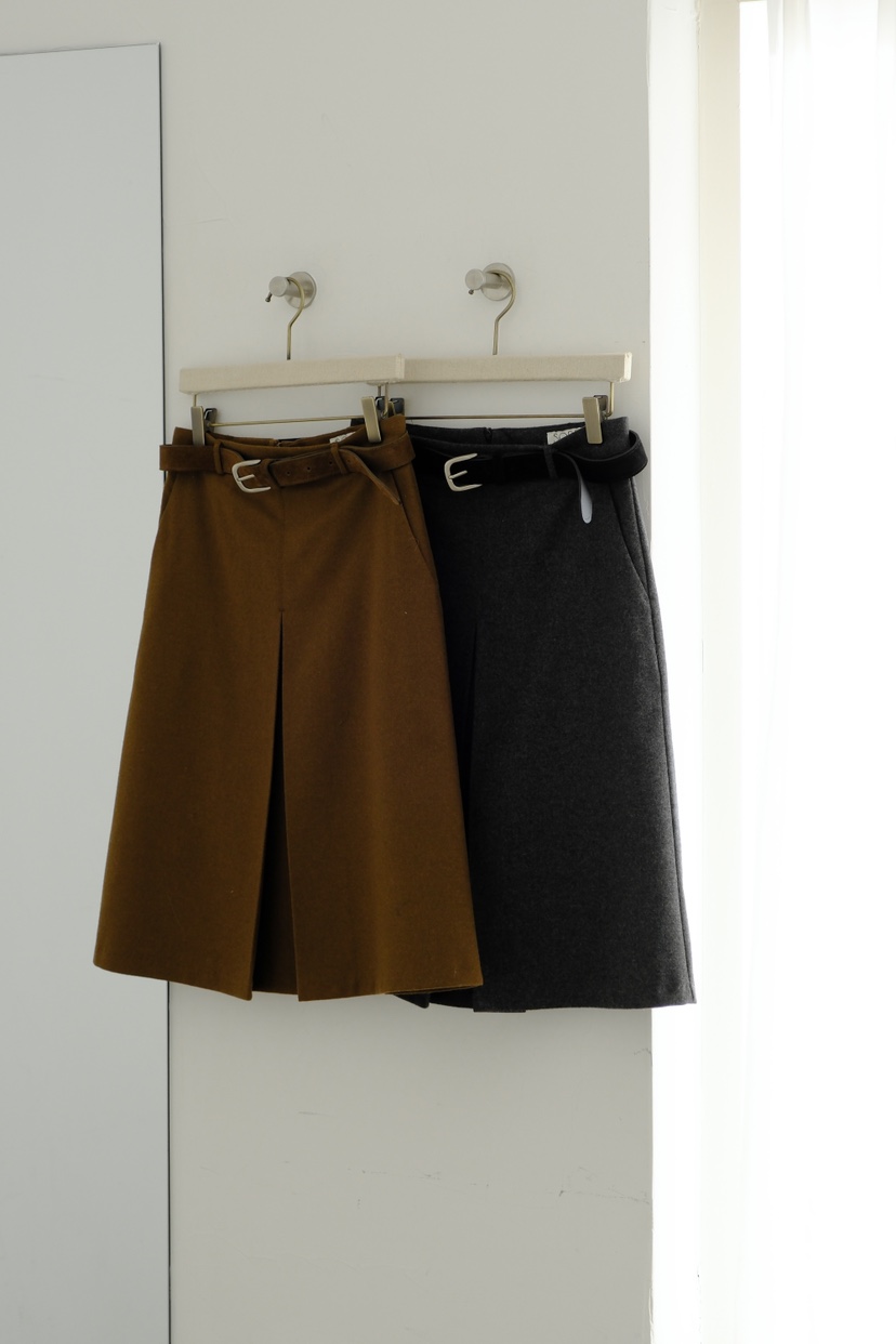 SORBET韓國直郵㊣女士新款真品人氣推薦半身裙中短裙含腰帶SORBET/flat white半身裙/中短裙