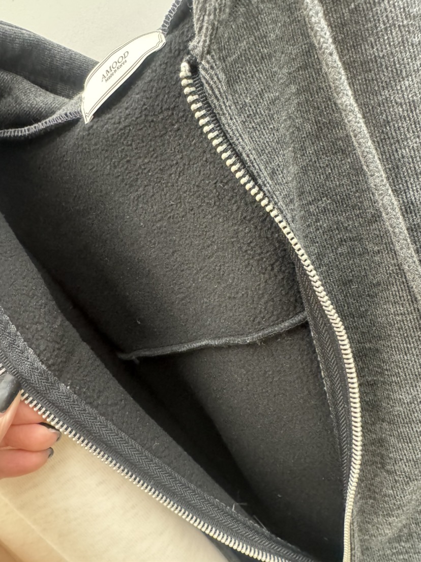 AMOOD東大門㊣直郵女裝新款職業25秋冬真品衛衣雙排扣連帽衫AMOOD衛衣