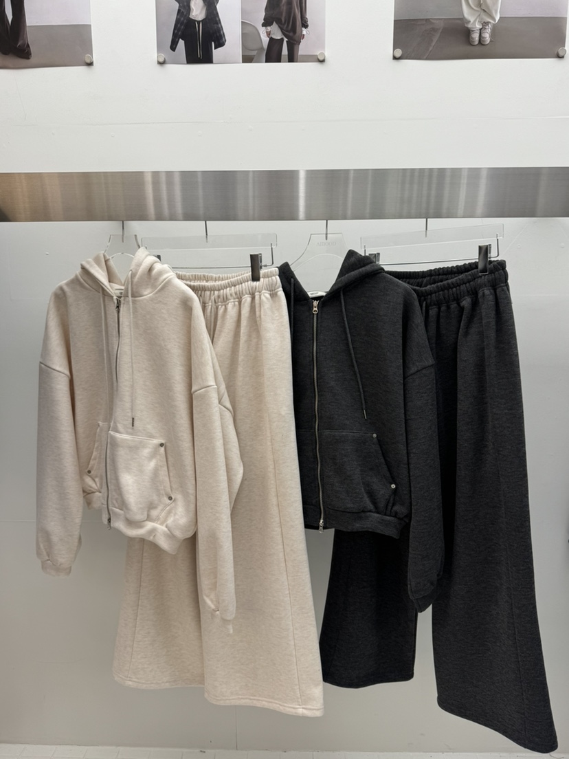 AMOOD東大門㊣直郵女裝新款職業25秋冬真品衛衣雙排扣連帽衫AMOOD衛衣