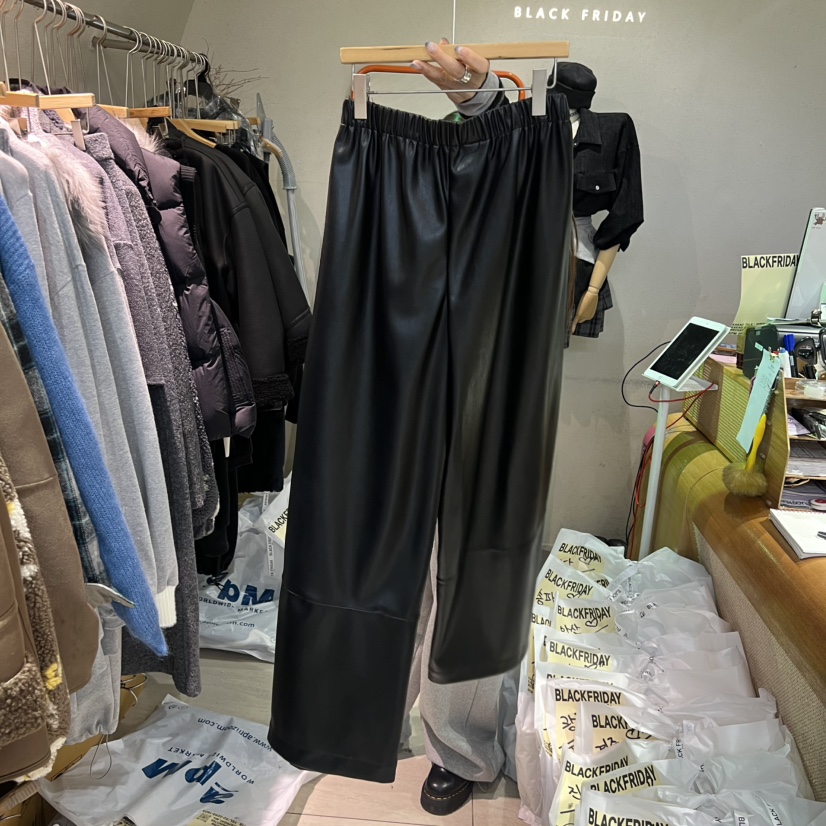 BLACKFRIDAY東大門㊣直郵女裝新品真品25秋冬職業休閑褲皮革BLACK FRIDAY休閑褲