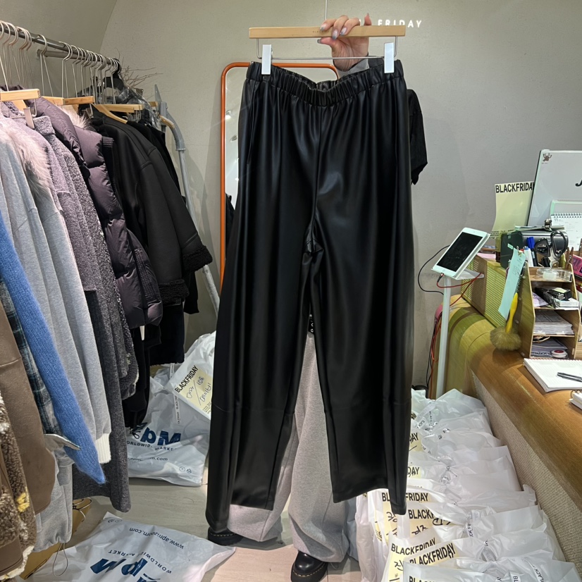 BLACKFRIDAY東大門㊣直郵女裝新品真品25秋冬職業休閑褲皮革BLACK FRIDAY休閑褲圖色1