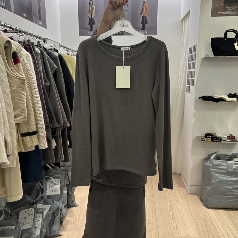 REIRAI韓國代購㊣女裝新款人氣真品職業休閑25秋冬長袖T恤羊毛Reirai長袖T恤圖色2