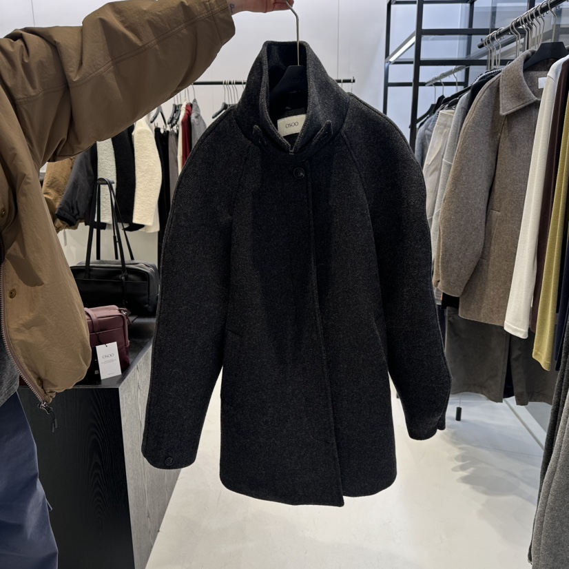 OSOO東大門㊣實拍女士新品真品時尚人氣職業短款大衣人字紋OSOO短款大衣圖色2