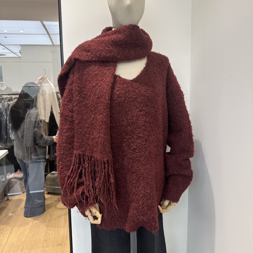 aube nunt韓國直郵㊣女裝新款推薦熱賣真品時尚毛衣含圍巾aube nunt毛衣圖色1