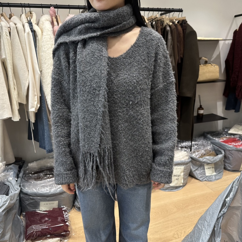 aube nunt韓國直郵㊣女裝新款推薦熱賣真品時尚毛衣含圍巾aube nunt毛衣圖色2