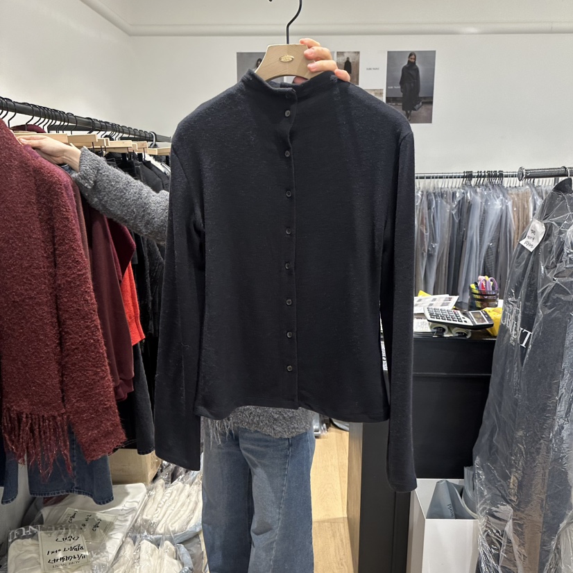 aube nunt韓國代購㊣女裝新品人氣休閑時尚熱賣25秋冬長袖T恤aube nunt長袖T恤圖色4黑色