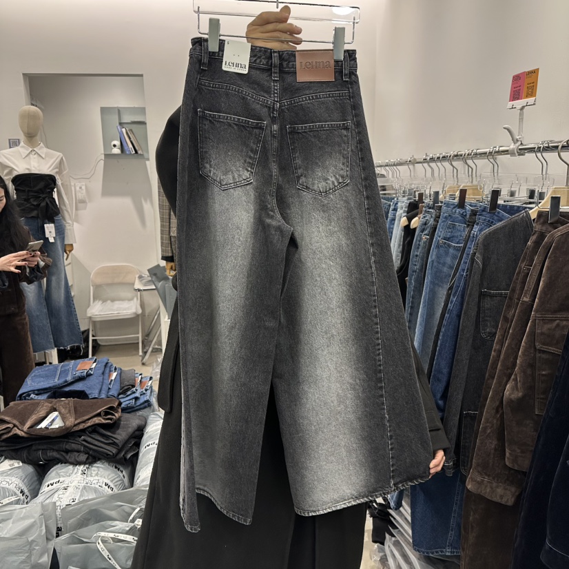 LEHNA韓國代購㊣女士新品熱賣時尚職業休閑真品推薦25秋冬牛仔褲LEHNA牛仔褲