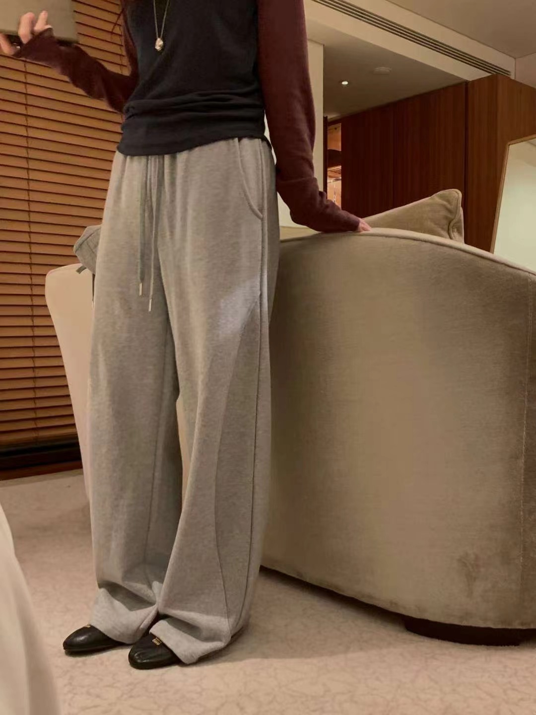 MIELLE-미엘르-OT韓國代購㊣女士新款熱賣休閑休閑褲連帽MIELLE-미엘르-OT休閑褲圖色1