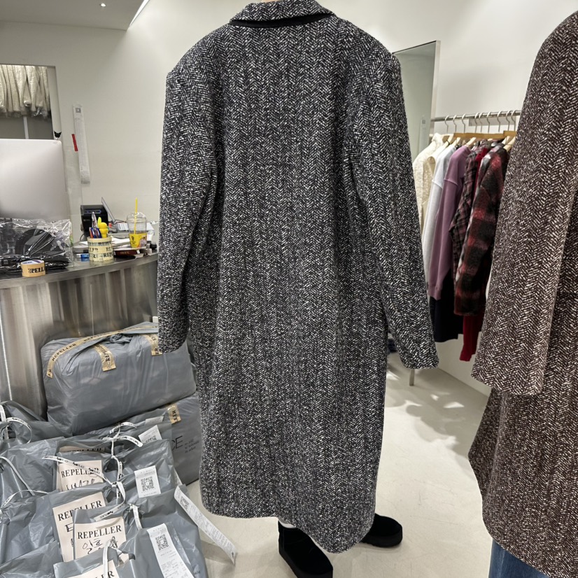 REPELLER韓國代購㊣女士新款職業熱賣中長款大衣人字紋長款REPELLER中長款大衣