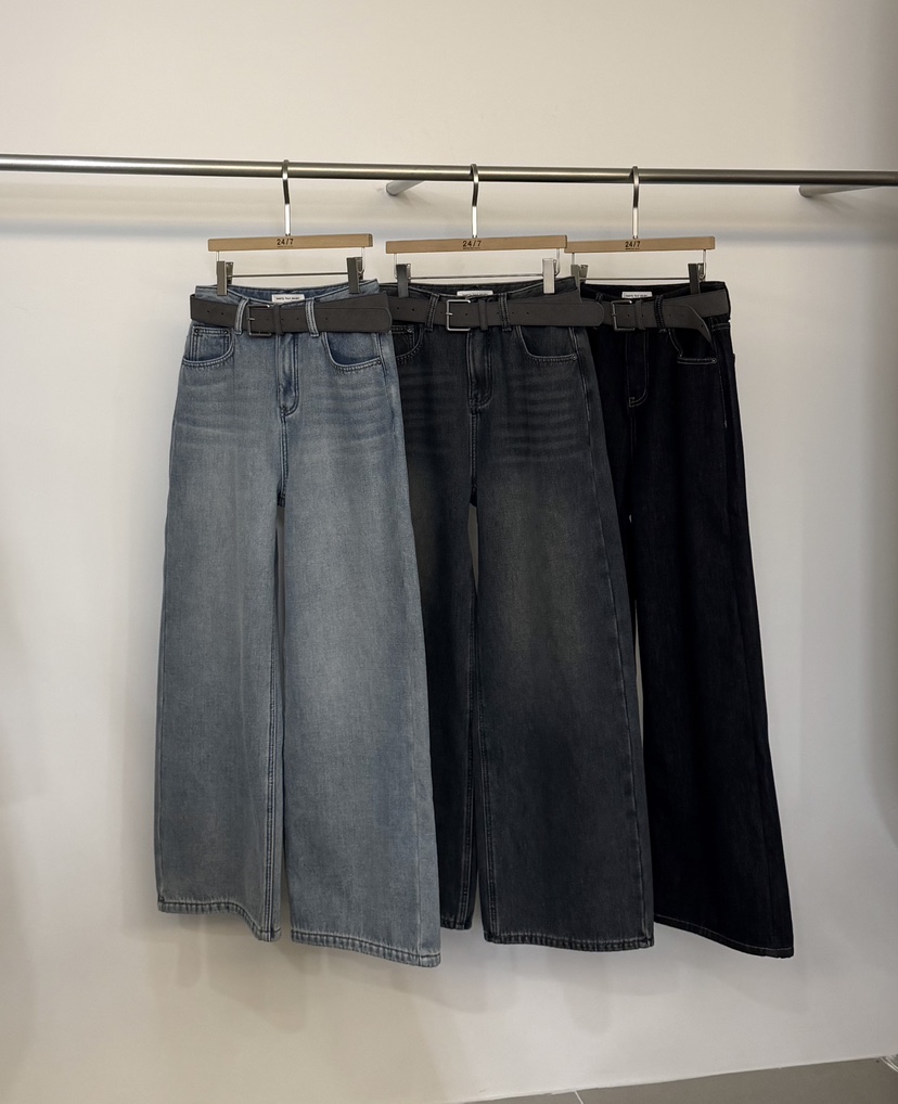 TWENTY FOUR SEVEN24-7東大門㊣代購女士新品推薦牛仔褲含腰帶加絨TEWNTY FOUR SEVEN24-7牛仔褲