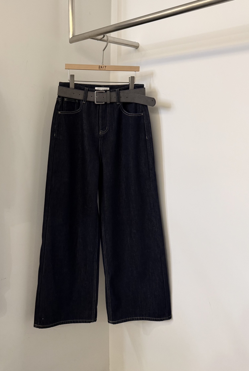 TWENTY FOUR SEVEN24-7東大門㊣代購女士新品推薦牛仔褲含腰帶加絨TEWNTY FOUR SEVEN24-7牛仔褲圖色3黑色