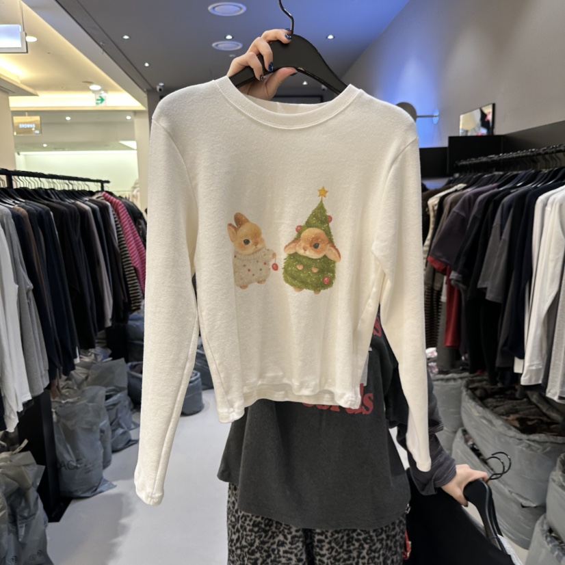 CREDITO東大門㊣直郵女裝新款時尚25秋冬職業熱賣休閑長袖T恤CREDITO長袖T恤圖色1