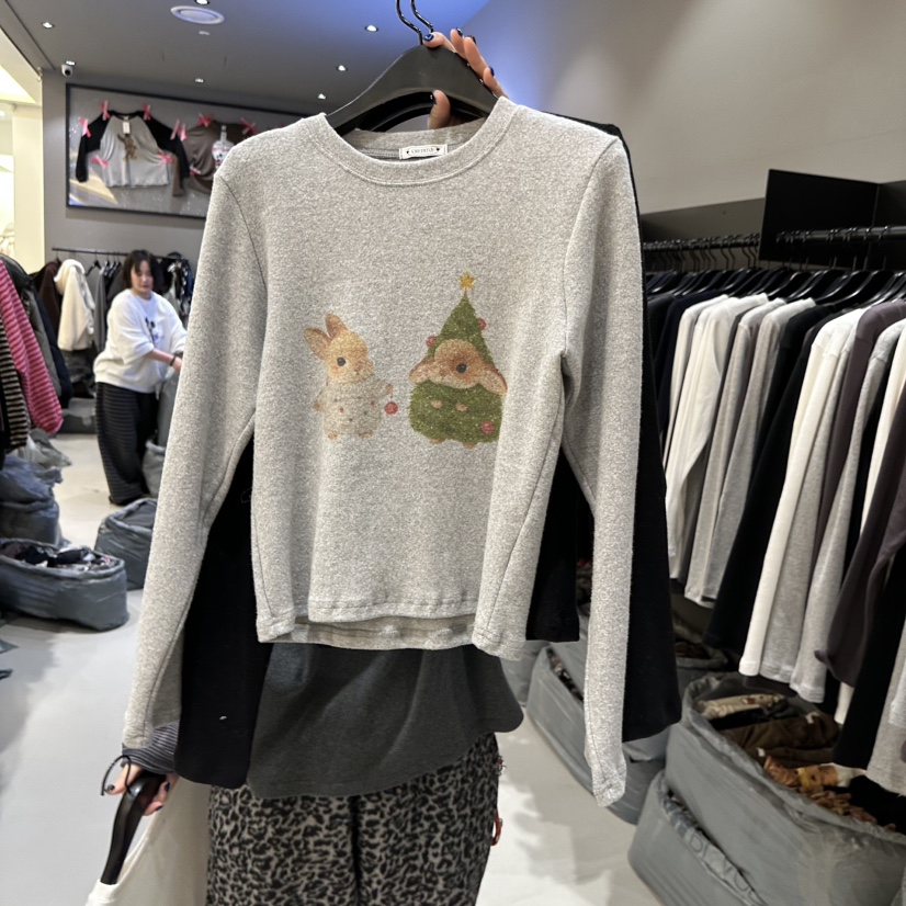 CREDITO東大門㊣直郵女裝新款時尚25秋冬職業熱賣休閑長袖T恤CREDITO長袖T恤圖色2