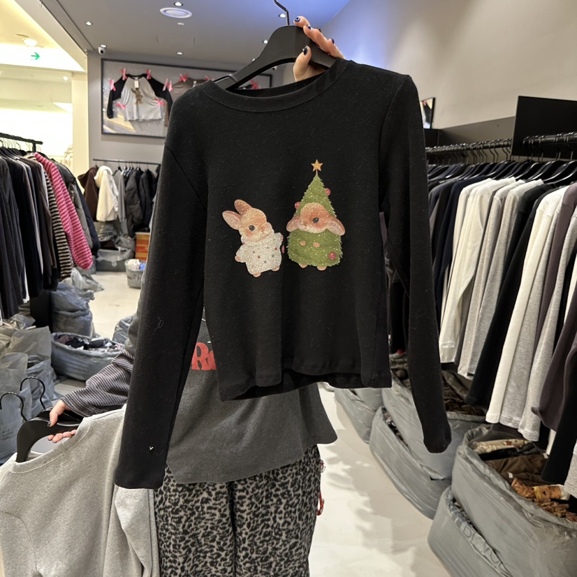 CREDITO東大門㊣直郵女裝新款時尚25秋冬職業熱賣休閑長袖T恤CREDITO長袖T恤圖色3