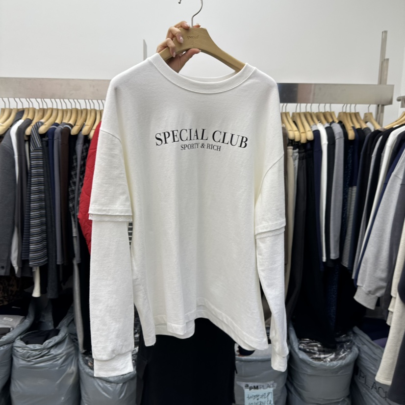 SPECIAL東大門㊣實拍女士新款25秋冬時尚真品推薦衛衣假兩件SPECIAL衛衣圖色2白色