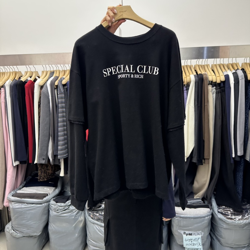 SPECIAL東大門㊣實拍女士新款25秋冬時尚真品推薦衛衣假兩件SPECIAL衛衣圖色3