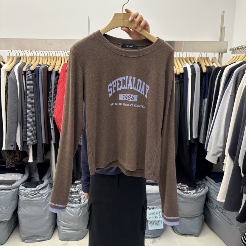 SPECIAL韓國代購㊣女士新款推薦時尚25秋冬人氣熱賣長袖T恤SPECIAL長袖T恤圖色5