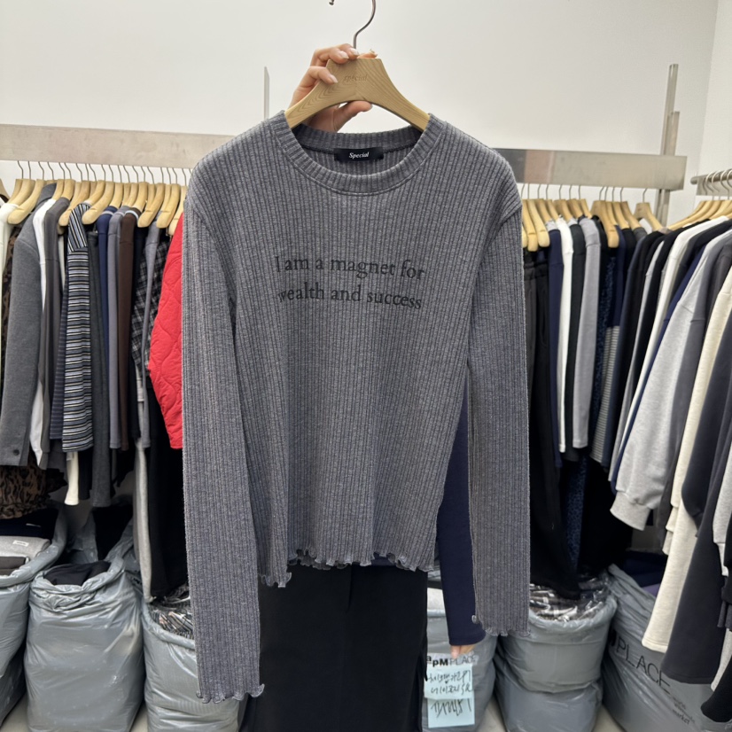 SPECIAL東大門㊣代購女士新款真品推薦職業休閑25秋冬長袖T恤SPECIAL長袖T恤圖色4淺灰