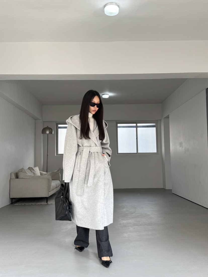 LIMLIMLIM東大門㊣代購女裝新款時尚休閑熱賣中長款大衣連帽LIM LIM LIM中長款大衣