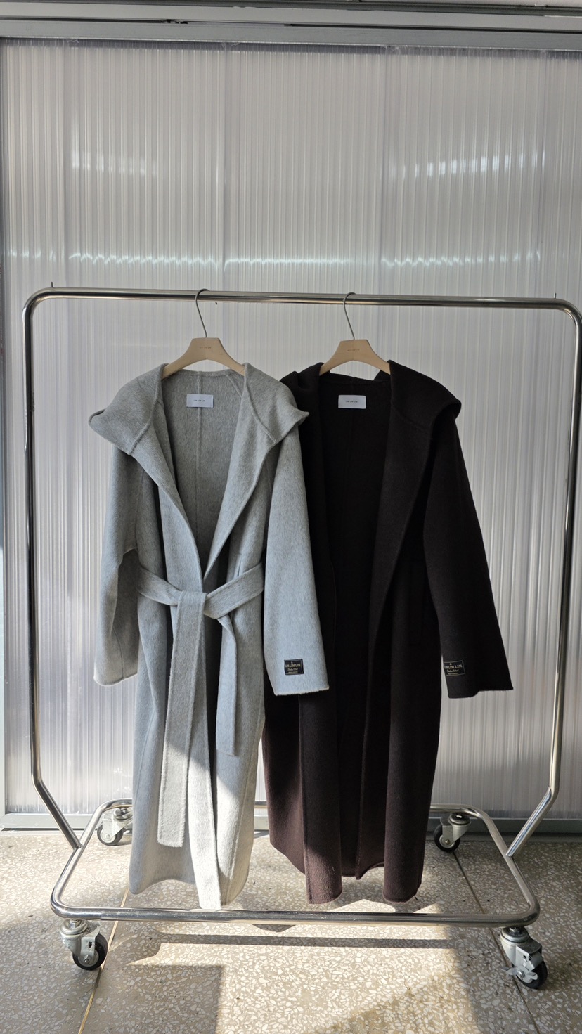 LIMLIMLIM東大門㊣代購女裝新款時尚休閑熱賣中長款大衣連帽LIM LIM LIM中長款大衣