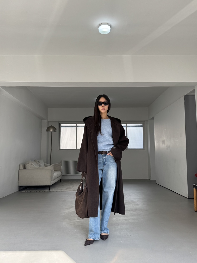 LIMLIMLIM東大門㊣代購女裝新款時尚休閑熱賣中長款大衣連帽LIM LIM LIM中長款大衣圖色2