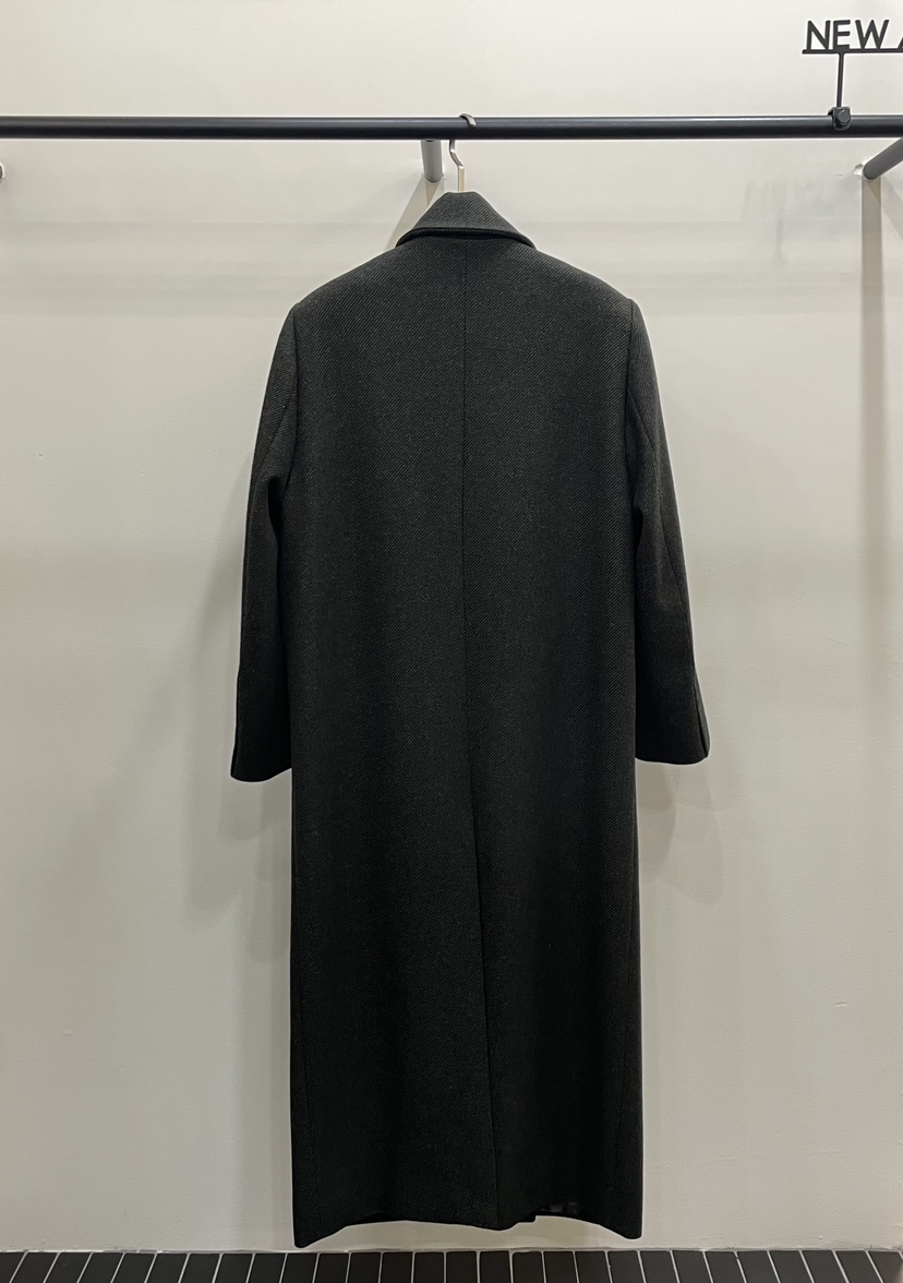PERSON東大門㊣代購女士新款時尚推薦中長款大衣人字紋羊毛PERSON中長款大衣