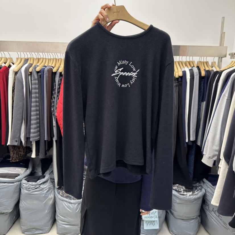 SPECIAL東大門㊣實拍女裝新品25秋冬真品休閑熱賣人氣長袖T恤SPECIAL長袖T恤圖色3黑色