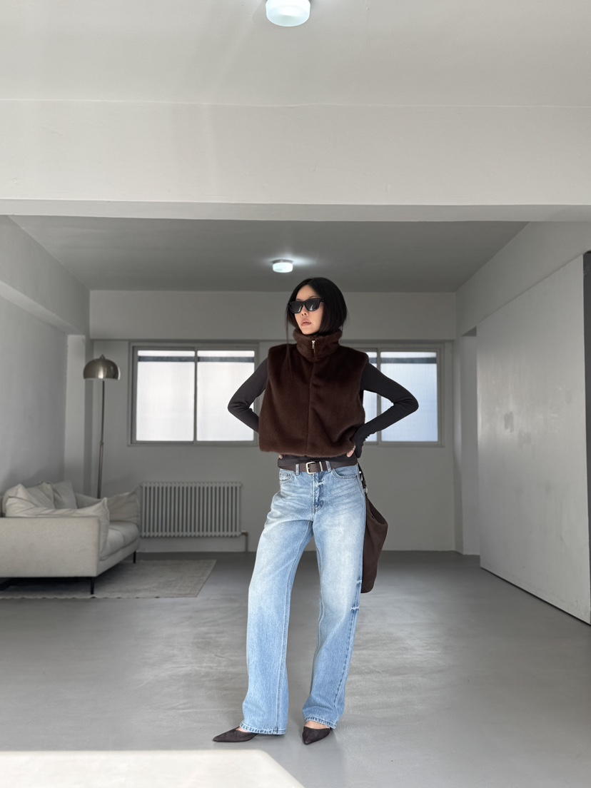 LIMLIMLIM東大門㊣實拍女裝新款推薦時尚熱賣人氣職業馬甲貂皮LIM LIM LIM馬甲