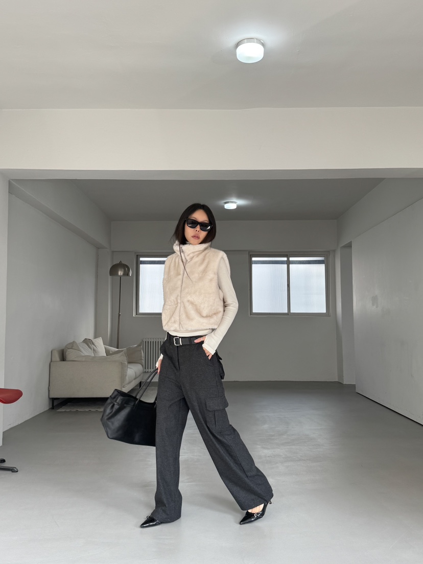 LIMLIMLIM東大門㊣實拍女裝新款推薦時尚熱賣人氣職業馬甲貂皮LIM LIM LIM馬甲