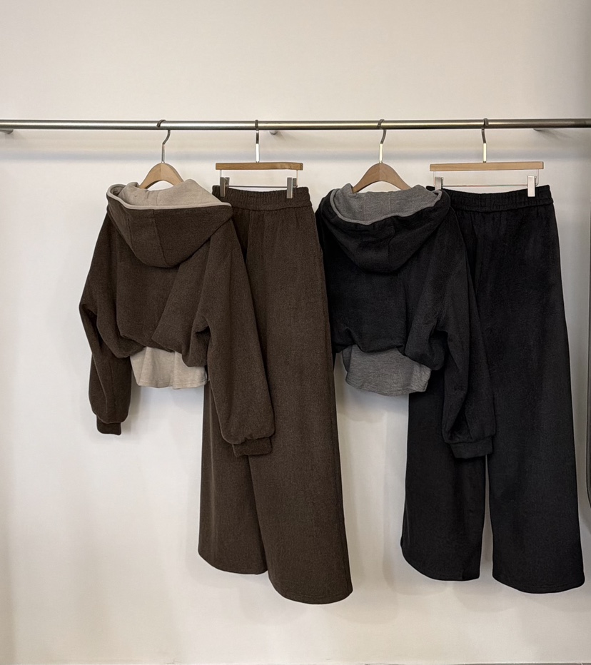 TWENTY FOUR SEVEN24-7東大門㊣實拍女士新品25秋冬套裝兩件套連帽衫羊毛TEWNTY FOUR SEVEN24-7套裝