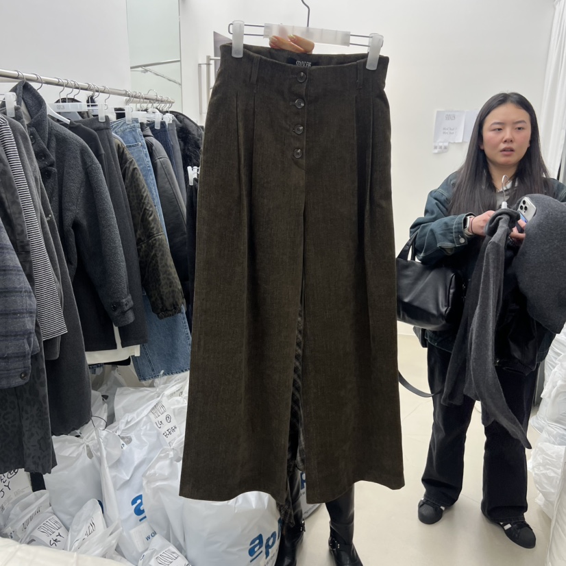 STAINLESS東大門㊣代購女士新品職業時尚推薦25秋冬休閑褲絲絨褲STAINLESS休閑褲圖色1