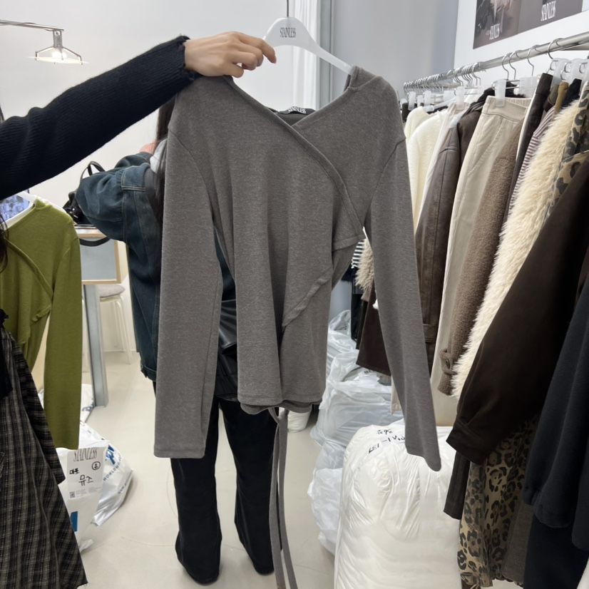 STAINLESS韓國直郵㊣女士新款休閑推薦25秋冬人氣長袖T恤連帽STAINLESS長袖T恤圖色2