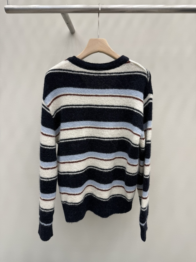 EOOB/LAMEREI東大門㊣直郵女裝新品熱賣25秋冬針織衫V領條紋EOOB/LAMEREI針織衫