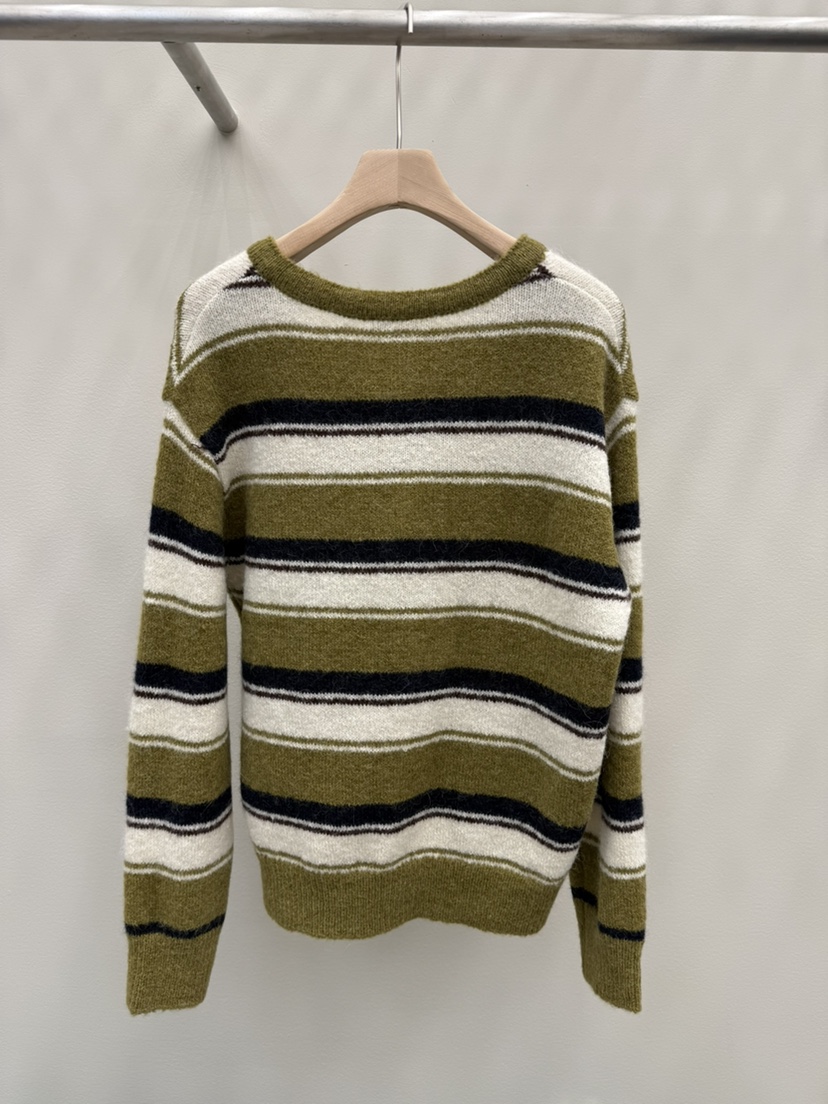 EOOB/LAMEREI東大門㊣直郵女裝新品熱賣25秋冬針織衫V領條紋EOOB/LAMEREI針織衫