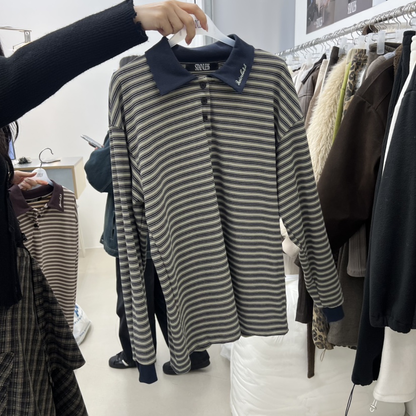 STAINLESS韓國直郵㊣女裝新款職業熱賣推薦25秋冬真品長袖T恤STAINLESS長袖T恤圖色2