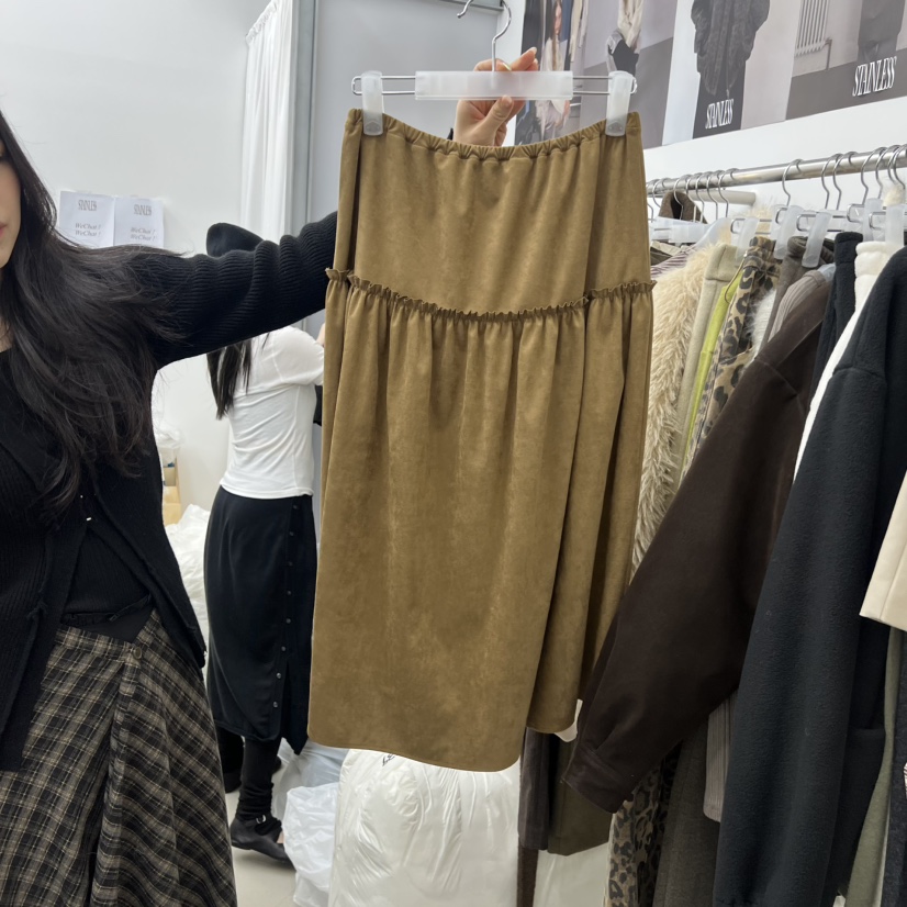 STAINLESS東大門㊣實拍女裝新品真品半身裙中短裙絨面革羅紋STAINLESS半身裙/中短裙