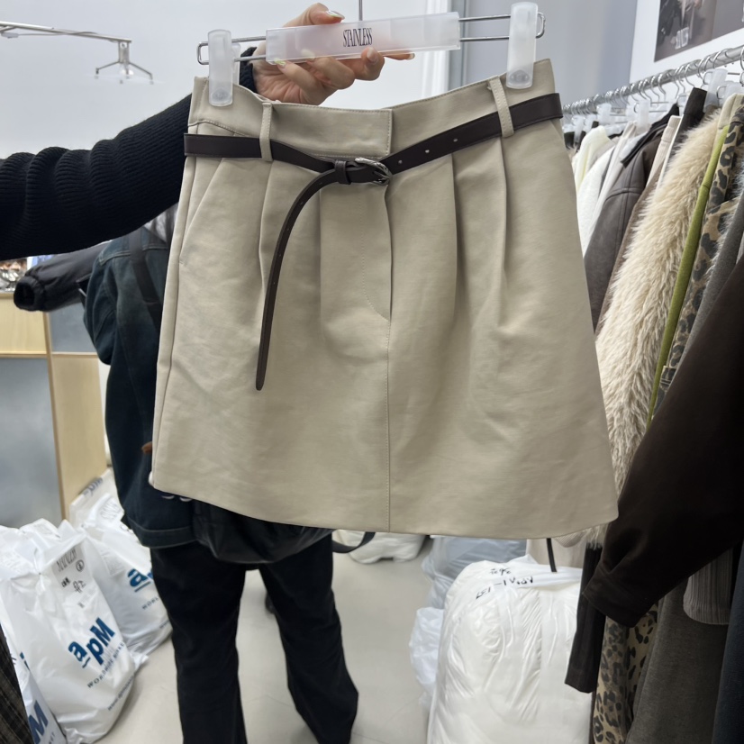 STAINLESS東大門㊣代購女裝新款熱賣時尚職業短裙含腰帶套裝STAINLESS短裙圖色1