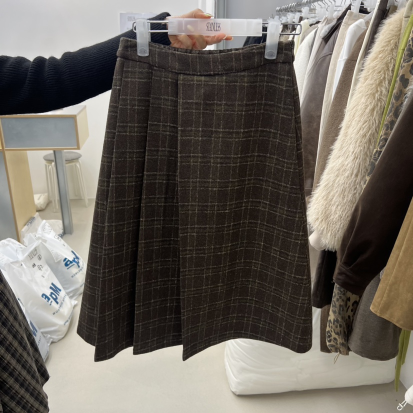STAINLESS東大門㊣實拍女士新品人氣熱賣時尚半身裙中短裙格紋STAINLESS半身裙/中短裙圖色1