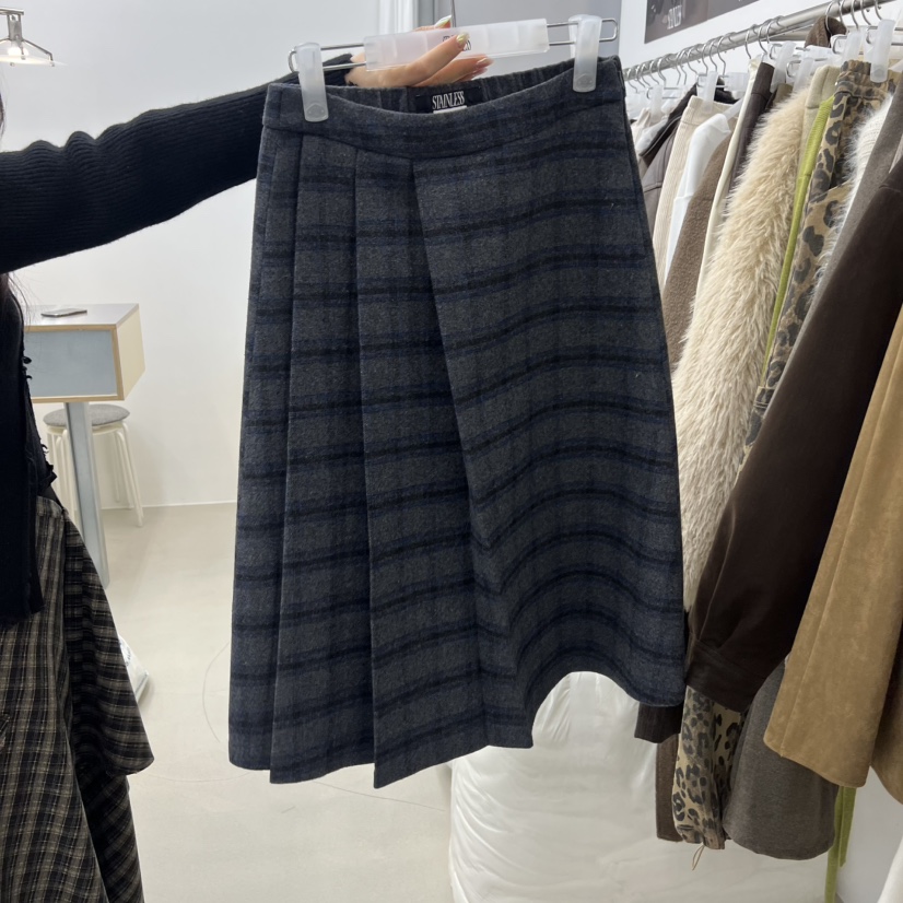STAINLESS東大門㊣實拍女士新品人氣熱賣時尚半身裙中短裙格紋STAINLESS半身裙/中短裙圖色2