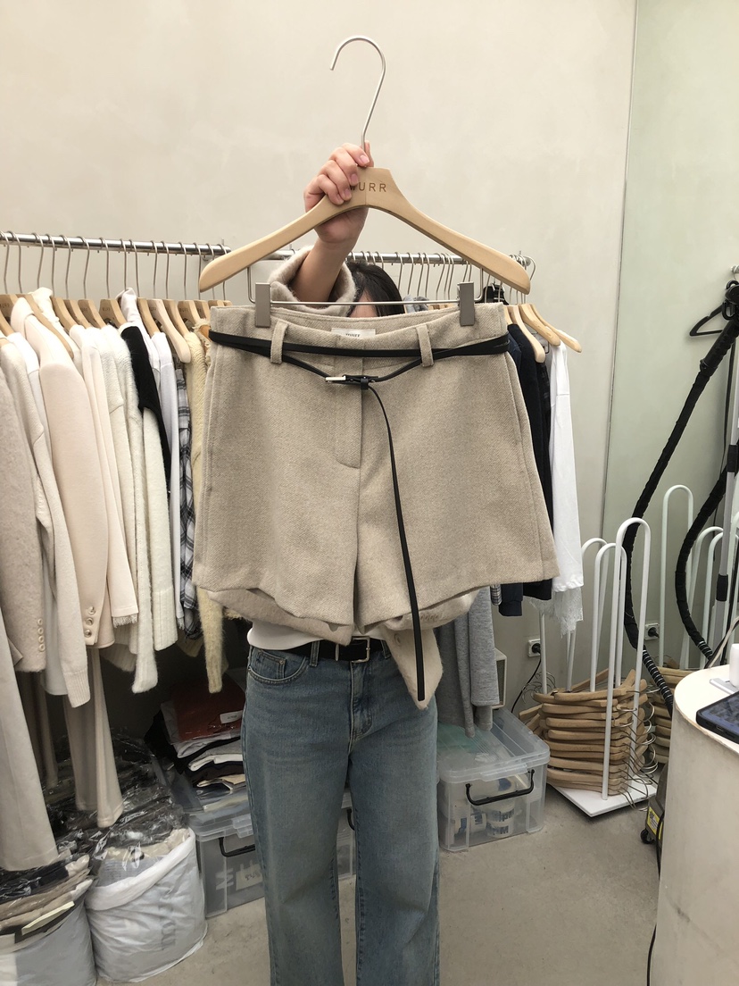 MURR東大門㊣直郵女士新款推薦人氣真品時尚短褲不含腰帶羊毛MURR短褲圖色2